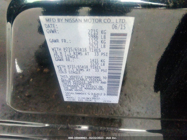 Infiniti QX60 2015 5N1AL0MM0FC536023 Image 10