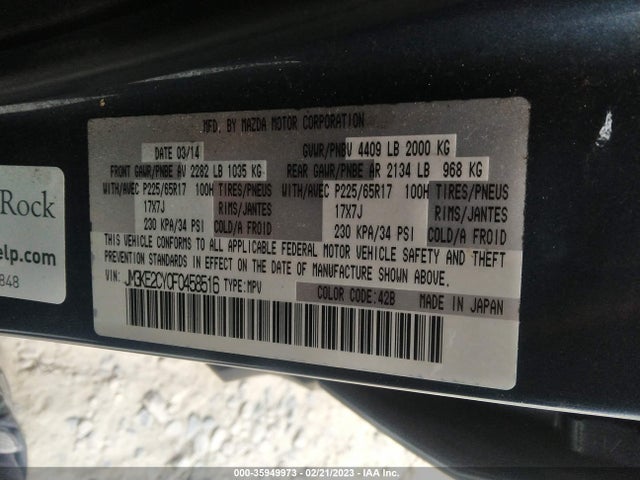 2015 MAZDA CX-5 TOURING VIN: JM3KE2CY0F0458516