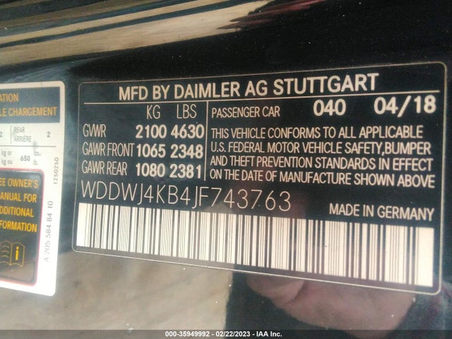 2018 MERCEDES-BENZ C-CLASS C 300 VIN: WDDWJ4KB4JF743763