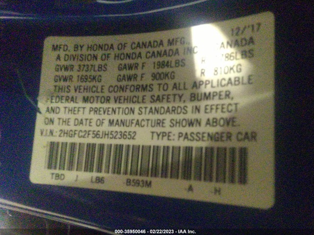 Honda Civic Sedan Lx 2018 2HGFC2F56JH523652 Image 9
