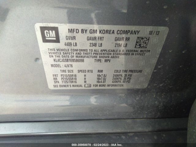 KL4CJGSB1EB586098 Buick Encore Leather