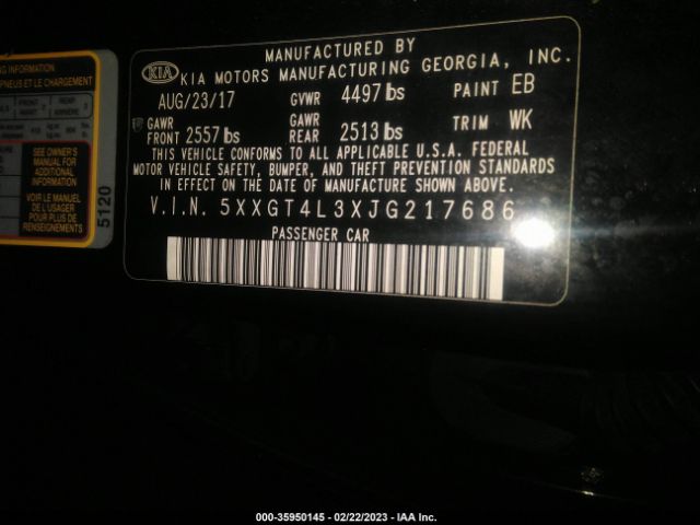 5XXGT4L3XJG217686 KIA Optima Lx