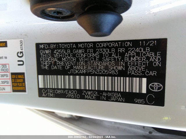 2022 Toyota Prius, VIN: JTDKAMFP5N3205983