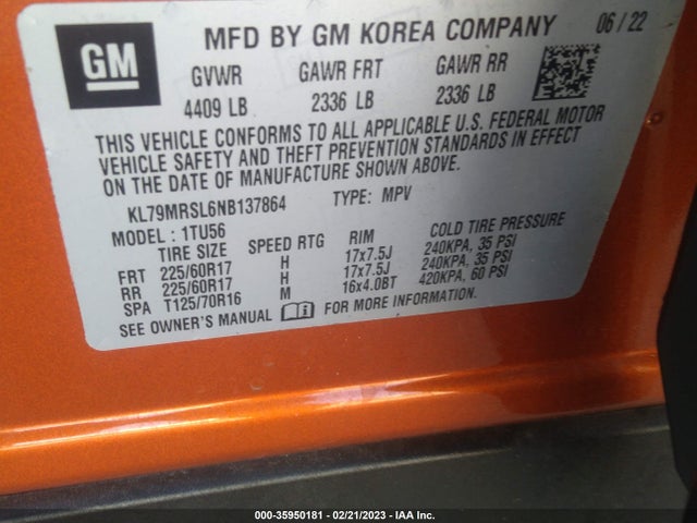 Chevrolet Trailblazer Lt 2022 KL79MRSL6NB137864 Image 9