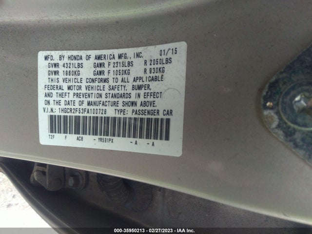 Honda Accord Sedan Sport 2015 1HGCR2F53FA100728 Image 9