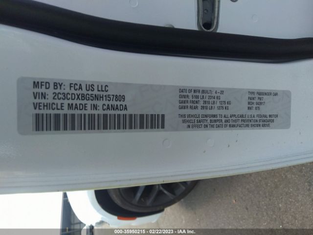2C3CDXBG5NH157809 Dodge Charger Sxt