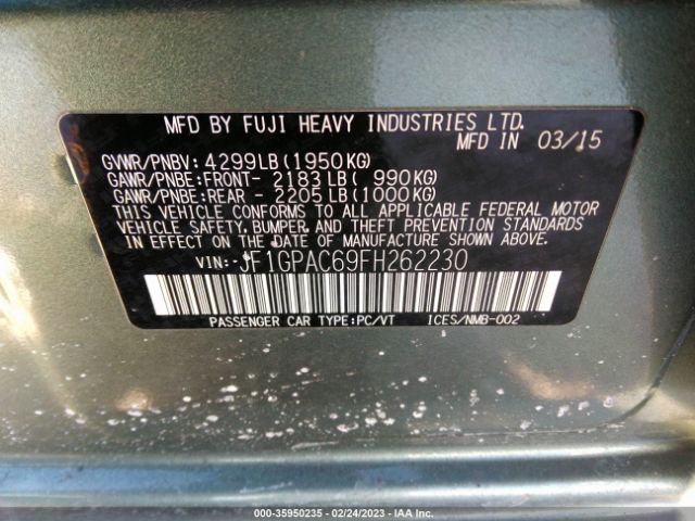 JF1GPAC69FH262230 Subaru Impreza Wagon 2.0i Premium