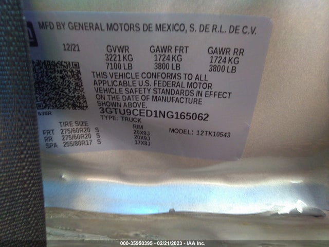 GMC Sierra 1500 Limited Elevation 2022 3GTU9CED1NG165062 Image 9