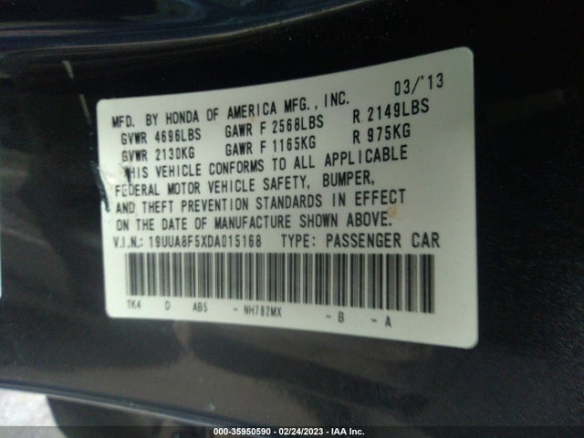 2013 ACURA TL TECH VIN: 19UUA8F5XDA015168