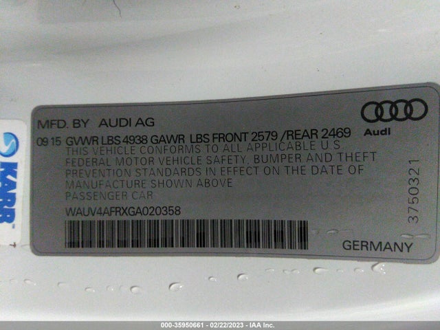 2016 Audi S5, VIN: WAUV4AFRXGA020358