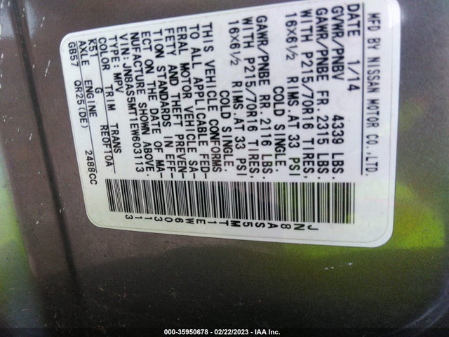 Nissan Rogue Select S 2014 JN8AS5MT1EW603113 Image 9