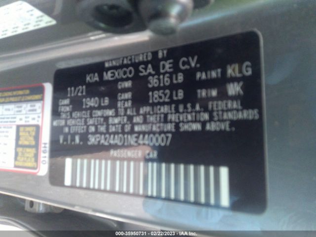 3KPA24AD1NE440007 KIA RIO S