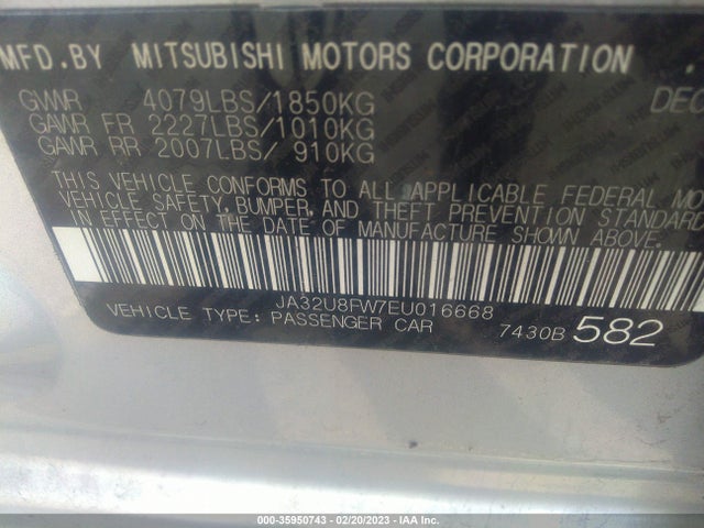 JA32U8FW7EU016668 Mitsubishi LANCER GT
