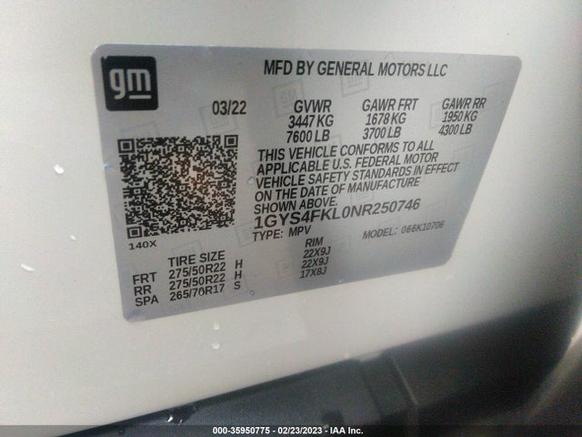 Cadillac Escalade Sport 2022 1GYS4FKL0NR250746 Image 9