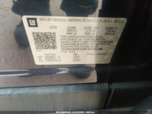Chevrolet EQUINOX LT 2019 3GNAXKEV4KS548148 Image 10
