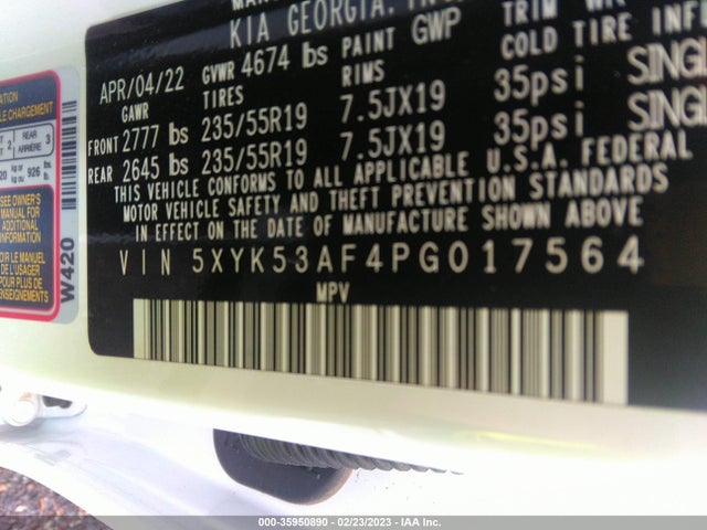 2023 KIA SPORTAGE SX PRESTIGE VIN: 5XYK53AF4PG017564