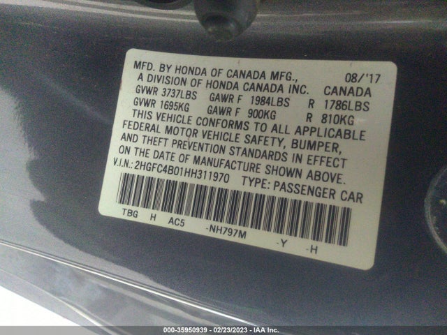 Honda Civic Coupe Lx-p 2017 2HGFC4B01HH311970 Image 9