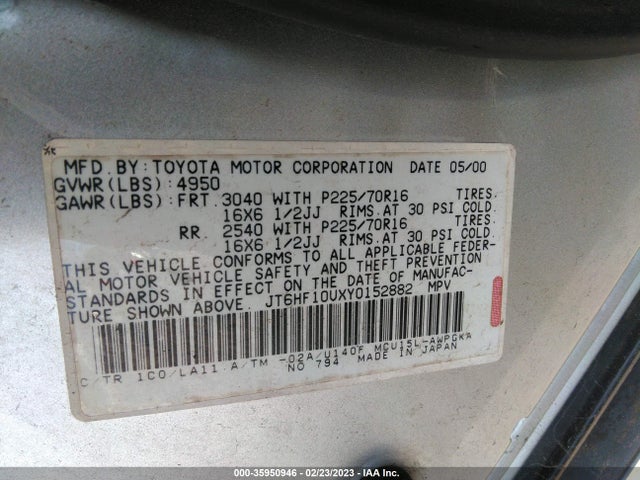 JT6HF10UXY0152882 Lexus RX 300