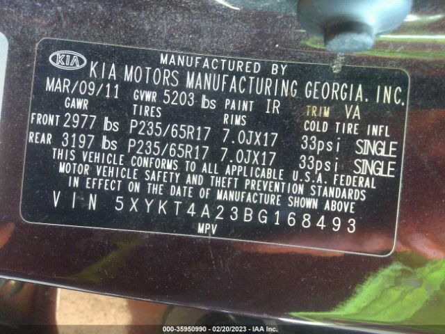 5XYKT4A23BG168493 KIA SORENTO LX