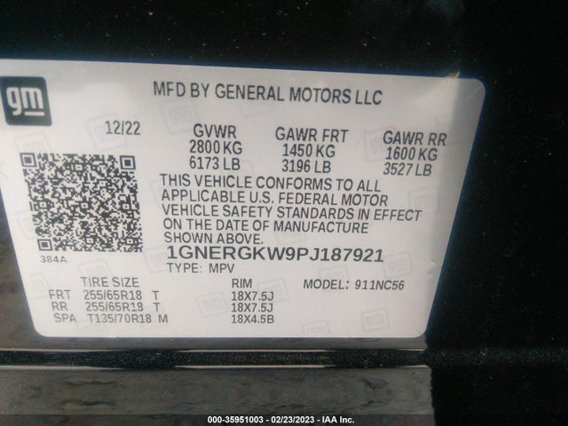 Chevrolet Traverse Lt Cloth 2023 1GNERGKW9PJ187921 Image 9