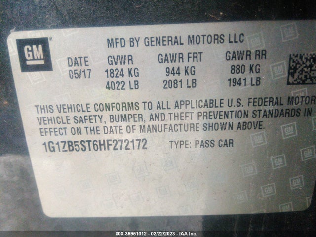 Chevrolet MALIBU LS 2017 1G1ZB5ST6HF272172 Image 9