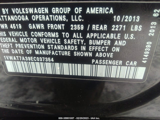 Volkswagen Passat Wolfsburg Ed 2014 1VWAT7A39EC037354 Image 9