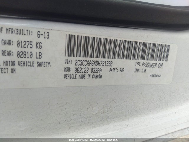 2013 CHRYSLER 300 VIN: 2C3CCAAGXDH731398