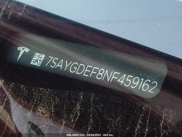 2022 Tesla Model Y, VIN: 7SAYGDEF8NF459162