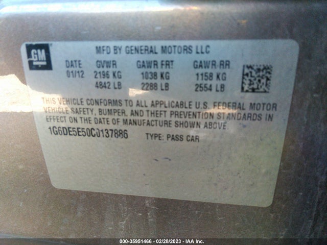 Cadillac Cts Sedan Luxury 2012 1G6DE5E50C0137886 Image 10