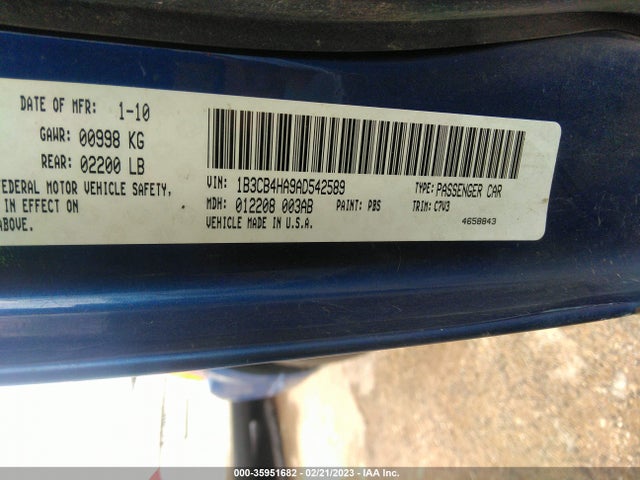 2010 DODGE CALIBER SXT VIN: 1B3CB4HA9AD542589