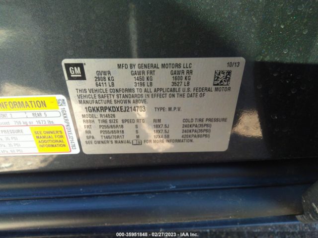 1GKKRPKDXEJ214703 GMC ACADIA SLE