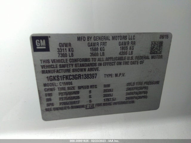 GMC Yukon Xl Sle 2016 1GKS1FKC3GR138397 Image 10