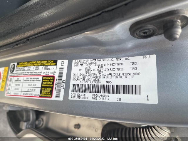 2018 Toyota Tundra, VIN: 5TFDY5F19JX740226