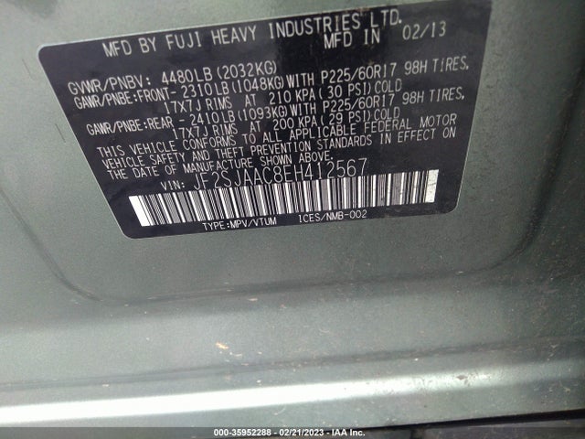JF2SJAAC8EH412567 Subaru Forester 2.5i