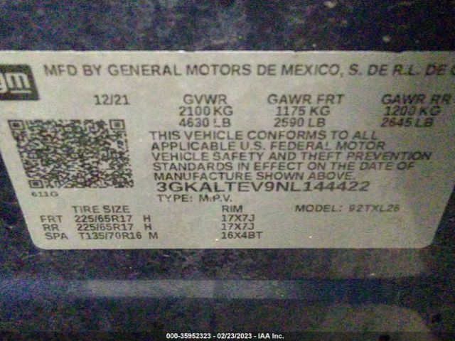 3GKALTEV9NL144422 GMC Terrain Sle