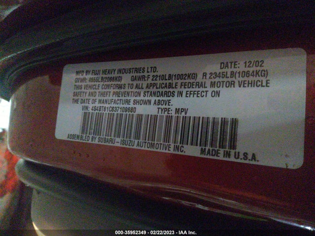 Subaru Baja 2003 4S4BT61C637109680 Image 10