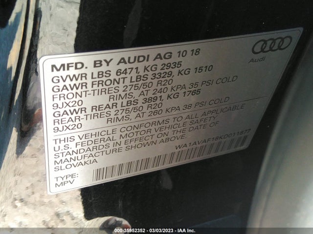 WA1AVAF18KD011877 Audi Q8 PREMIUM