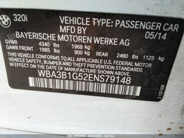 BMW 3 Series 320i 2014 WBA3B1G52ENS79148 Image 9