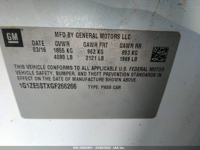 2016 CHEVROLET MALIBU LT VIN: 1G1ZE5STXGF266266