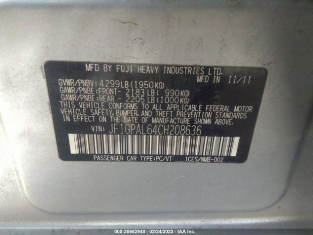 JF1GPAL64CH208636 Subaru Impreza Wagon 2.0i Sport Premium