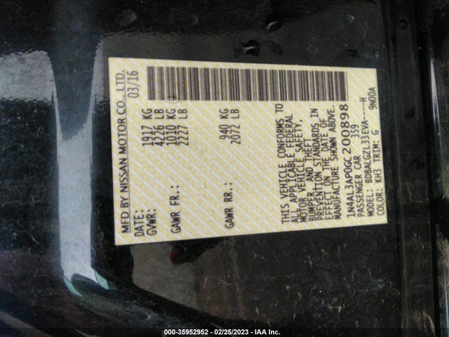 Nissan Altima 2.5 S 2016 1N4AL3AP0GC200898 Image 9