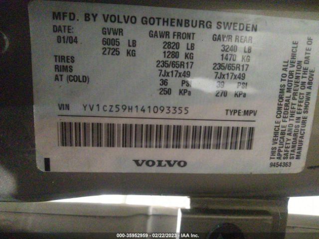 YV1CZ59H141093355 Volvo XC90