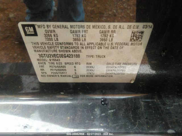 3GTU2VEC0EG423188 GMC Sierra 1500 Slt
