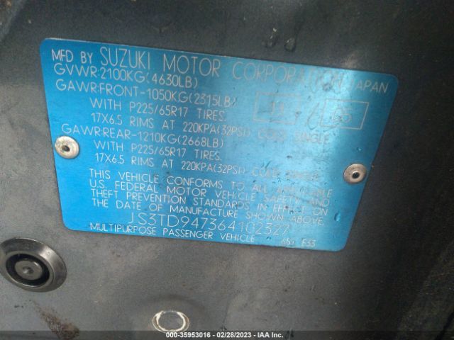 JS3TD947364102327 Suzuki Grand Vitara Luxury