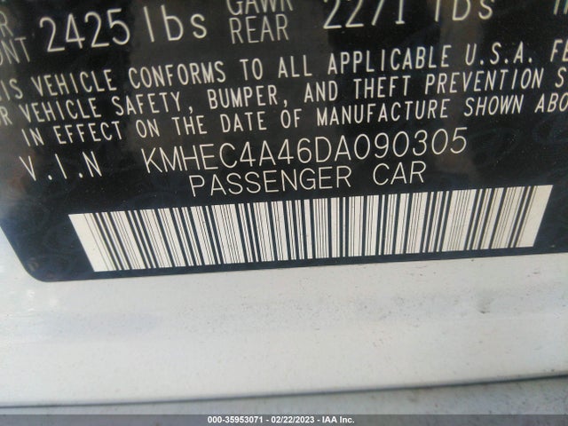 2013 HYUNDAI SONATA HYBRID LIMITED VIN: KMHEC4A46DA090305