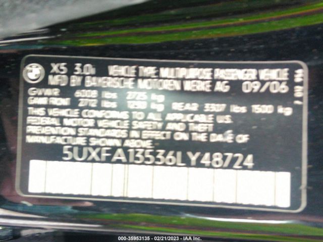 5UXFA13536LY48724 BMW X5 3.0I