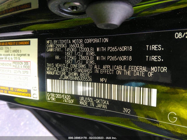 2022 Lexus GX, VIN: JTJAM7BX4N5305536
