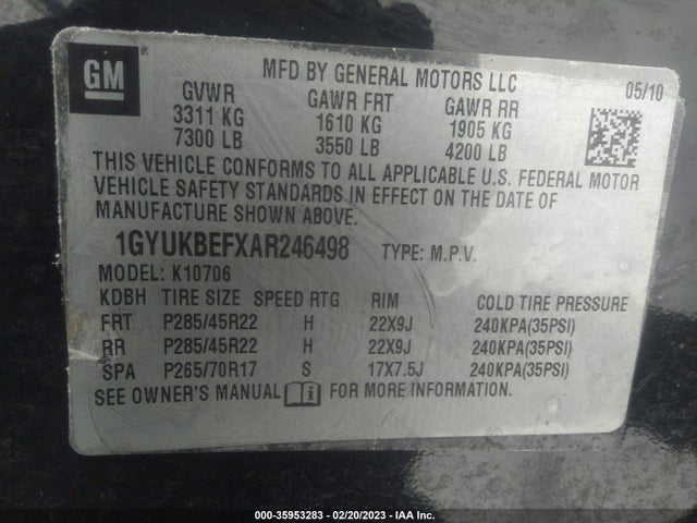 1GYUKBEFXAR246498 Cadillac Escalade Luxury