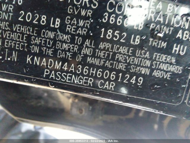 KNADM4A36H6061249 KIA RIO LX