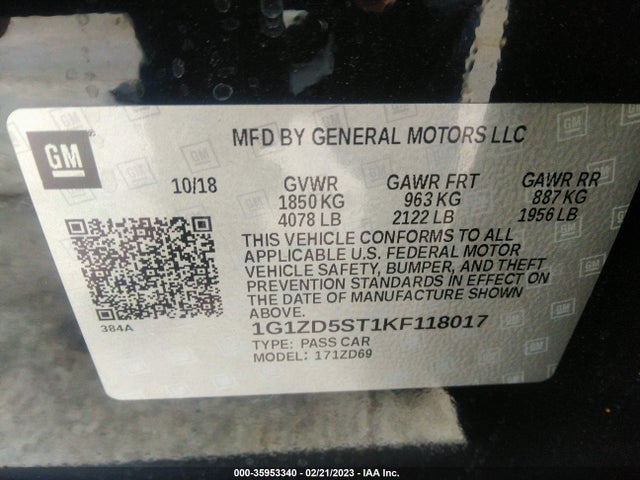 Chevrolet MALIBU LT 2019 1G1ZD5ST1KF118017 Image 10